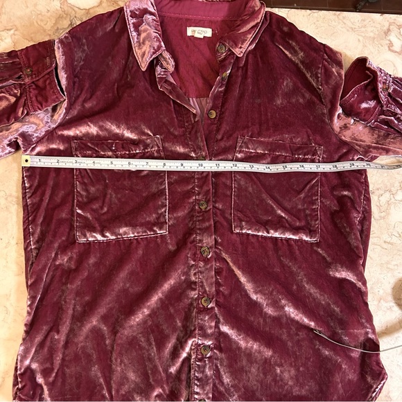 Pilcro Anthropologie Relaxed Velvet Button Down Pink Mauve Shirt Size Small - Picture 8 of 13